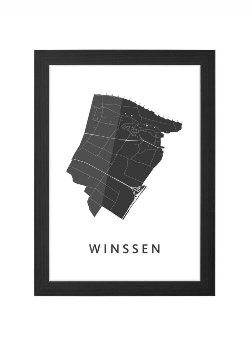winssen kaart poster ingelijst in zwarte lijst