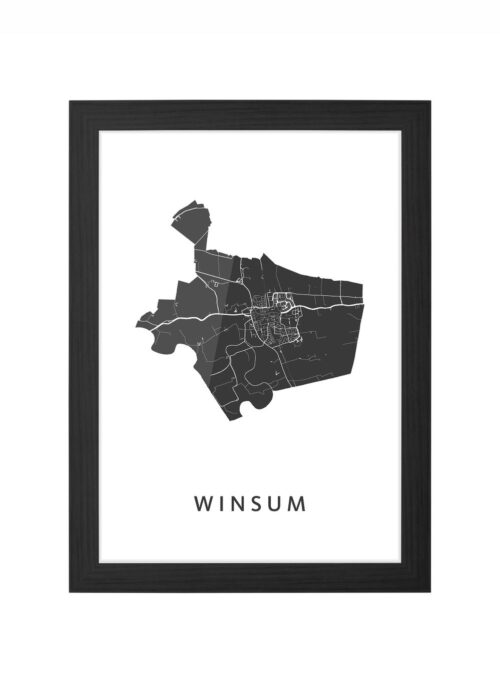 winsum stadskaart poster ingelijst in zwarte lijst