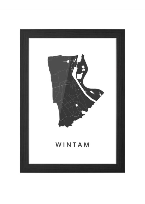wintam kaart poster ingelijst in zwarte lijst