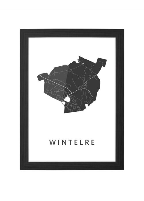 wintelre stadskaart poster ingelijst in zwarte lijst