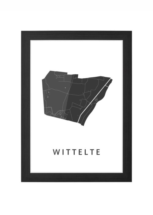 wittelte kaart poster ingelijst in zwarte lijst