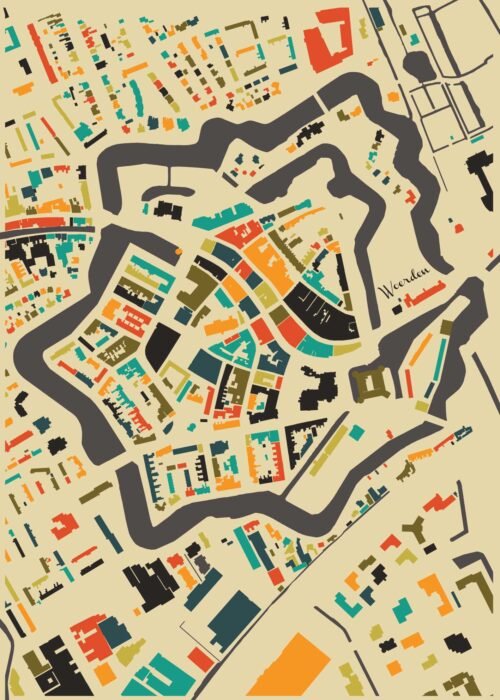 Woerden Mozaïek Stadskaart poster