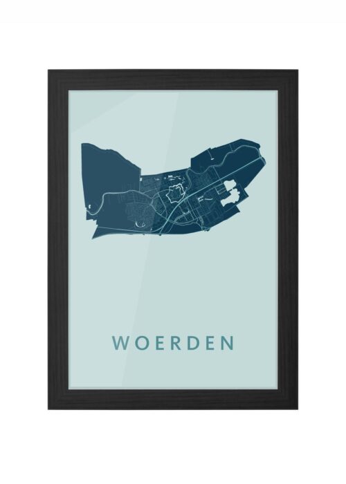 woerden stadskaart poster ingelijst in zwarte lijst