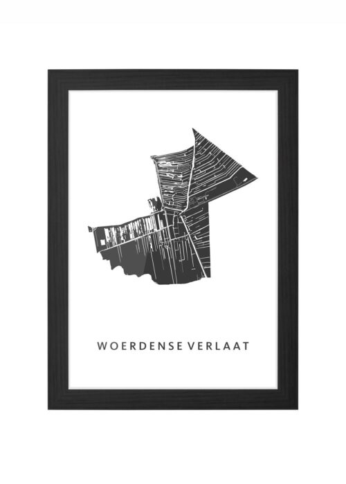 woerdense verlaat kaart poster ingelijst in zwarte lijst