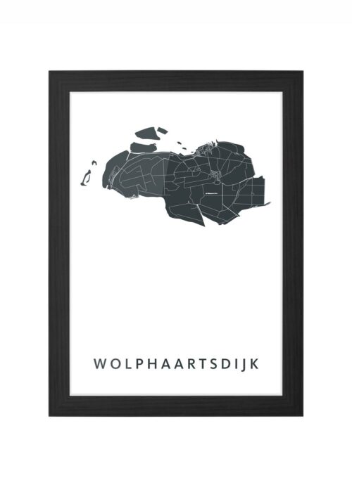wolphaartsdijk stadskaart poster ingelijst in zwarte lijst