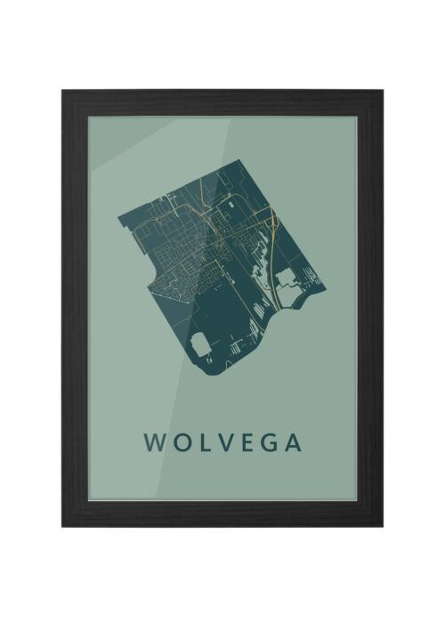 wolvega stadskaart poster ingelijst in zwarte lijst