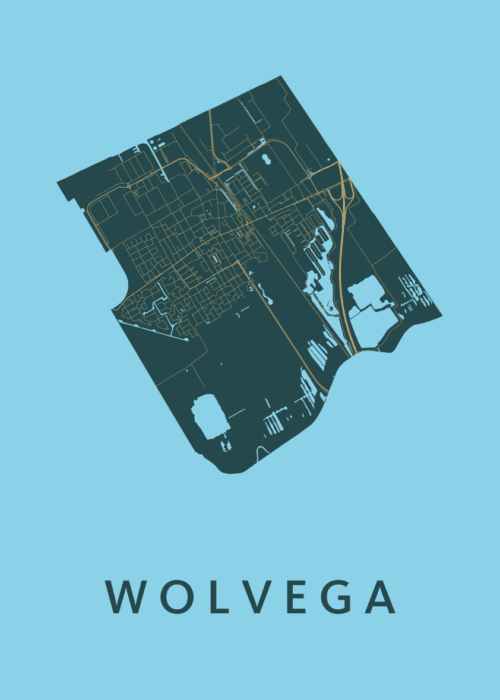 Wolvega Stadskaart poster Azure