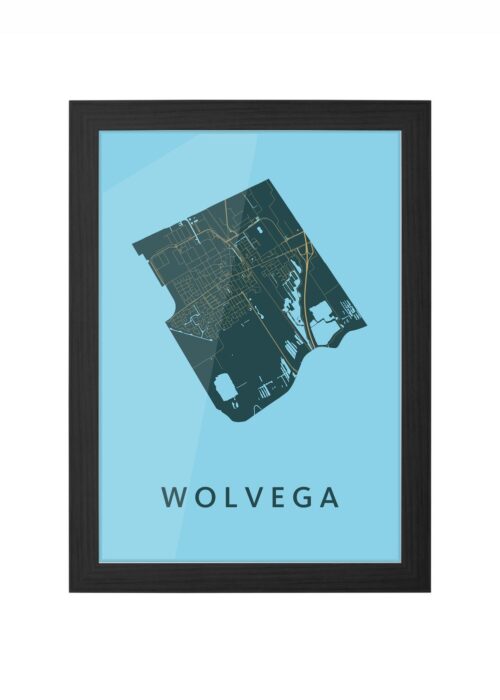 wolvega stadskaart poster ingelijst in zwarte lijst
