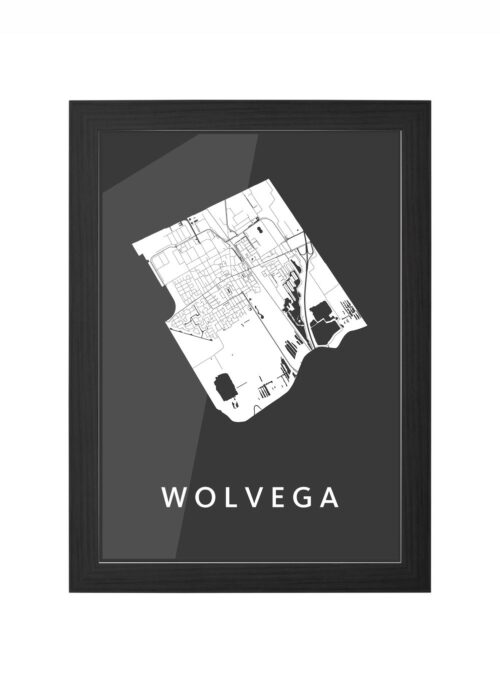 wolvega stadskaart poster ingelijst in zwarte lijst