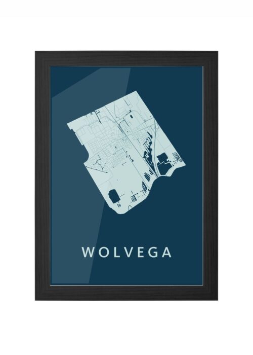 wolvega stadskaart poster ingelijst in zwarte lijst