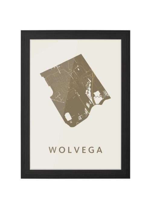 wolvega stadskaart poster ingelijst in zwarte lijst
