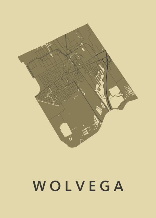 Wolvega Stadskaart poster GoldenRod