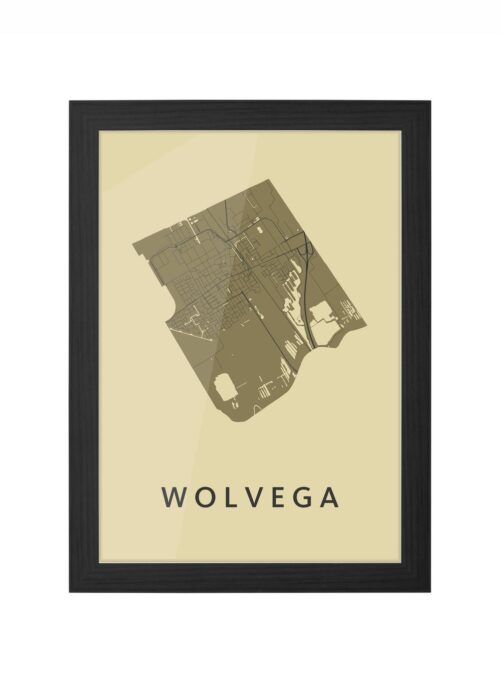 wolvega stadskaart poster ingelijst in zwarte lijst