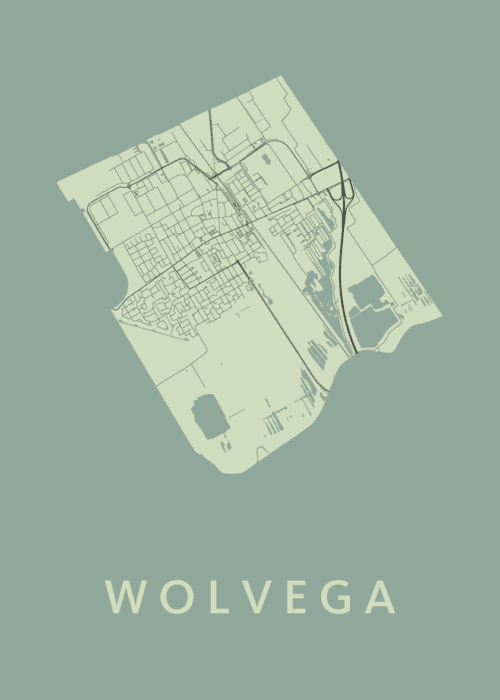 Wolvega Stadskaart poster Olive