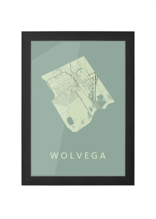 wolvega stadskaart poster ingelijst in zwarte lijst