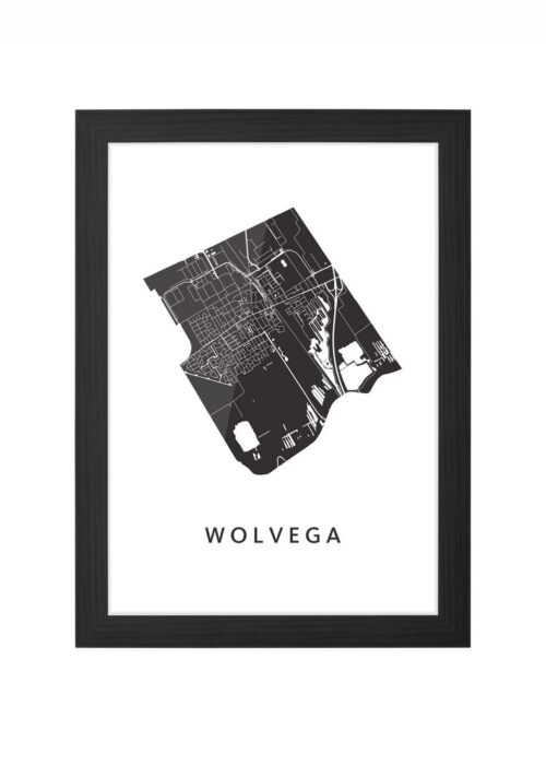 wolvega stadskaart poster ingelijst in zwarte lijst