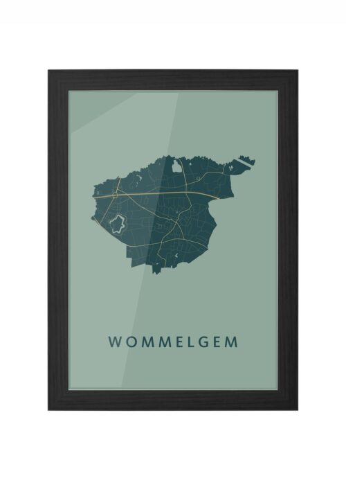wommelgem stadskaart poster ingelijst in zwarte lijst