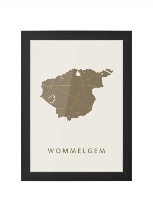 wommelgem stadskaart poster ingelijst in zwarte lijst