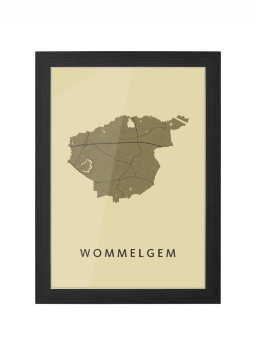 wommelgem stadskaart poster ingelijst in zwarte lijst