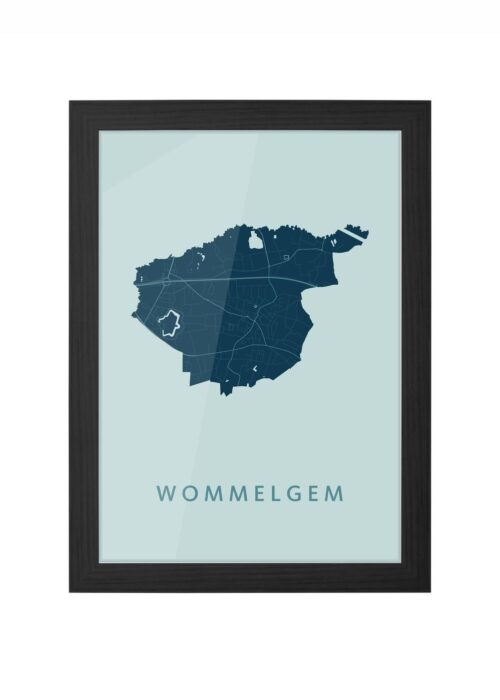 wommelgem stadskaart poster ingelijst in zwarte lijst