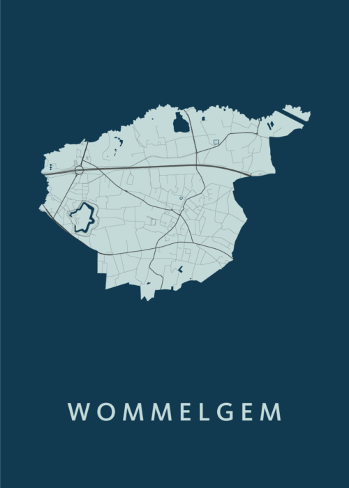 Wommelgem Stadskaart poster Navy