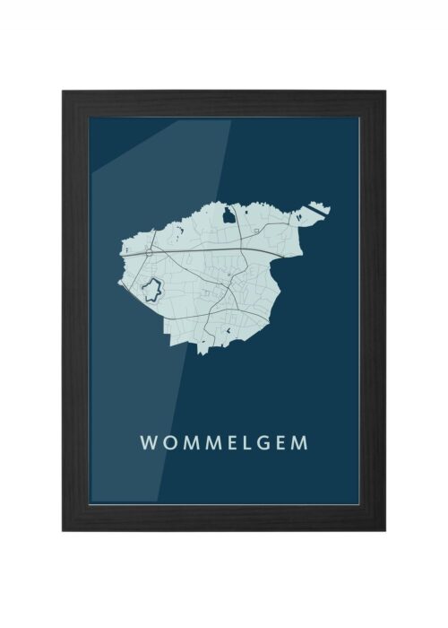 wommelgem stadskaart poster ingelijst in zwarte lijst