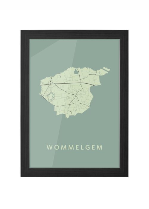 wommelgem stadskaart poster ingelijst in zwarte lijst