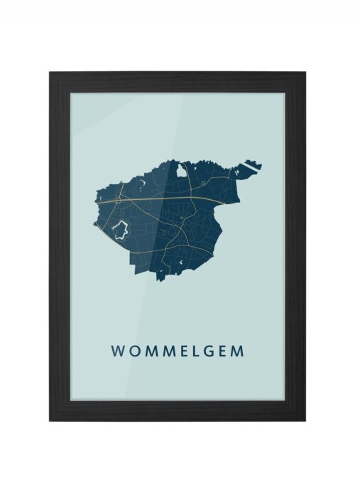wommelgem stadskaart poster ingelijst in zwarte lijst