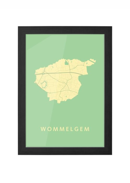 wommelgem stadskaart poster ingelijst in zwarte lijst