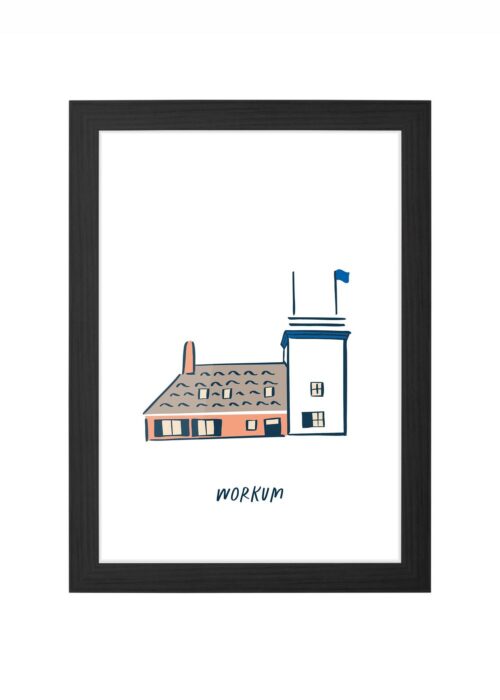 vuurtoren workum poster ingelijst in zwarte lijst