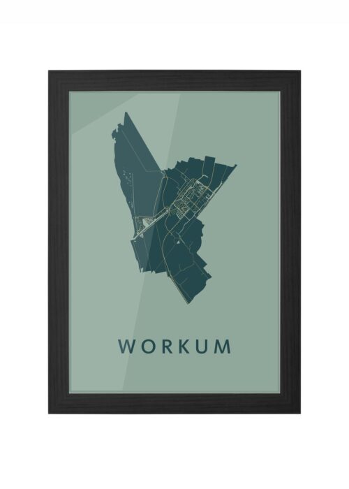 workum stadskaart poster ingelijst in zwarte lijst