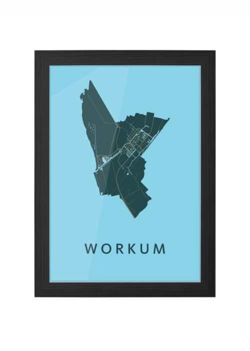 workum stadskaart poster ingelijst in zwarte lijst