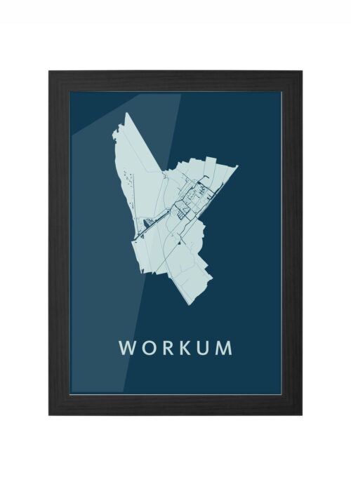 workum stadskaart poster ingelijst in zwarte lijst