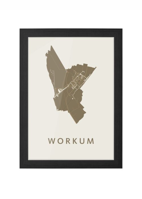 workum stadskaart poster ingelijst in zwarte lijst