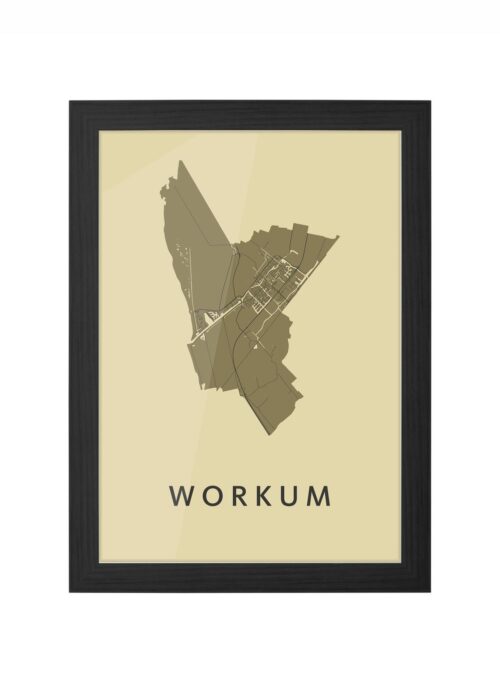 workum stadskaart poster ingelijst in zwarte lijst