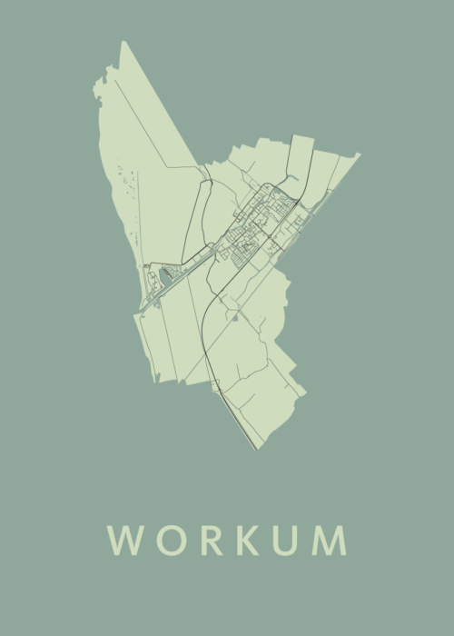 Workum Olive Stadskaart Poster | Kunst in Kaart