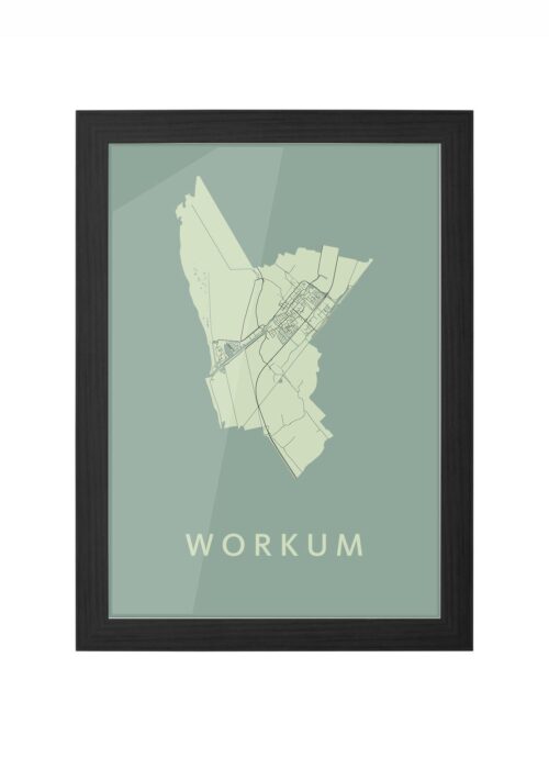 workum stadskaart poster ingelijst in zwarte lijst