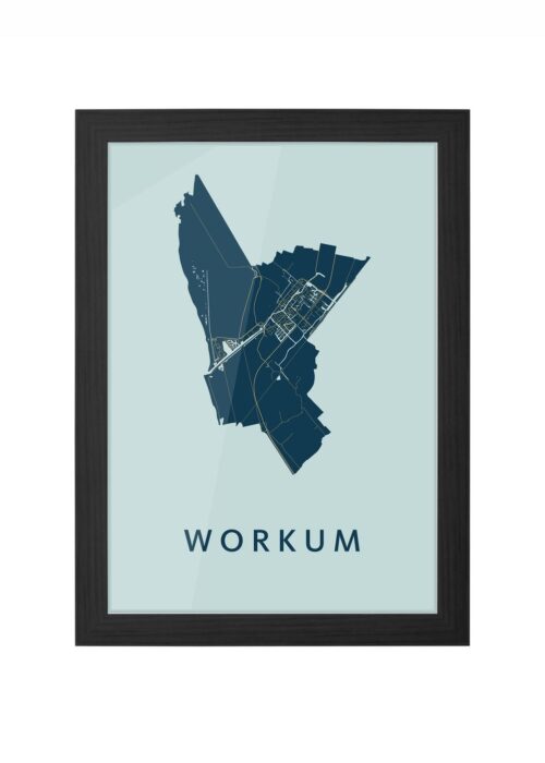 workum stadskaart poster ingelijst in zwarte lijst
