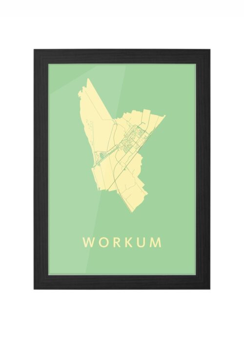 workum stadskaart poster ingelijst in zwarte lijst