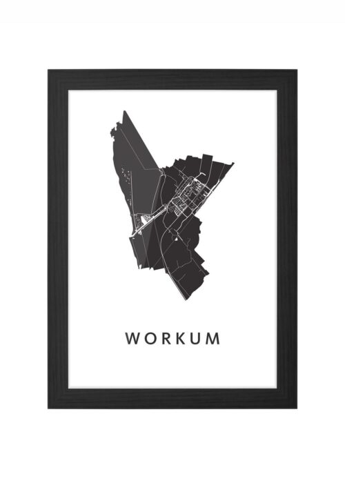 workum stadskaart poster ingelijst in zwarte lijst