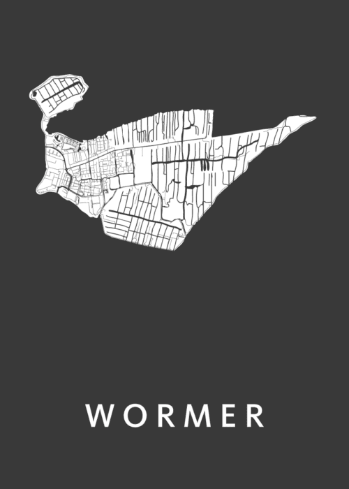Wormer Stadskaart - Black poster