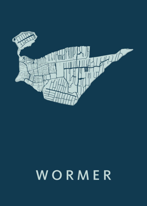 Wormer Stadskaart - Navy poster