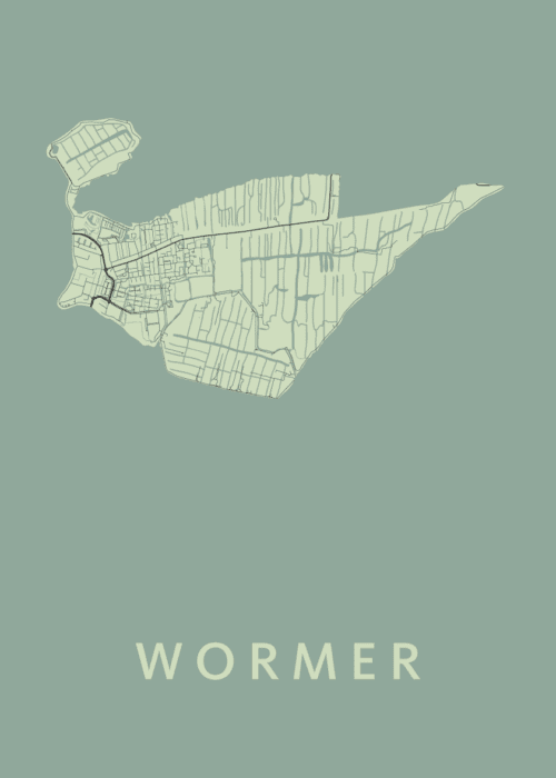 Wormer Stadskaart - Olive poster