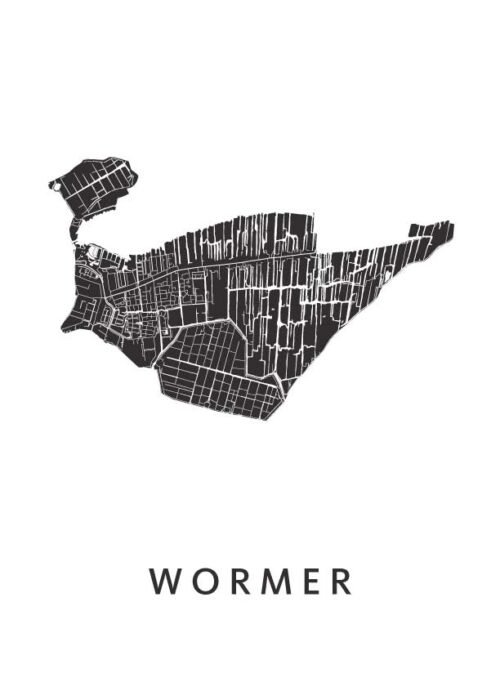 Wormer Stadskaart - White poster