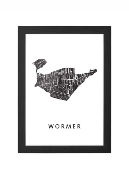 wormer stadskaart poster ingelijst in zwarte lijst