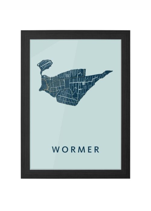 wormer stadskaart poster ingelijst in zwarte lijst