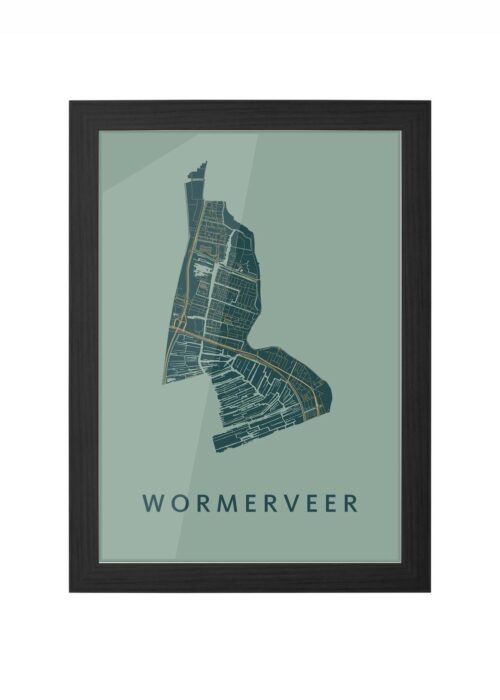 wormerveer stadskaart poster ingelijst in zwarte lijst