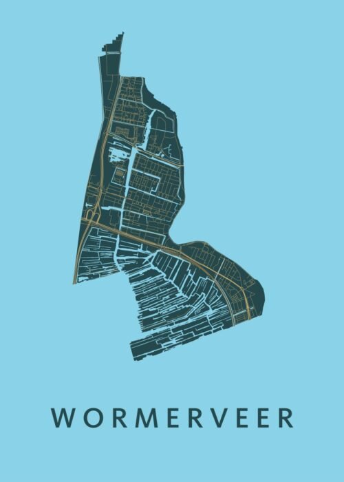 Wormerveer Stadskaart poster Azure