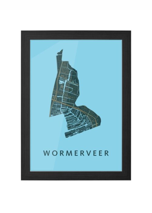 wormerveer stadskaart poster ingelijst in zwarte lijst