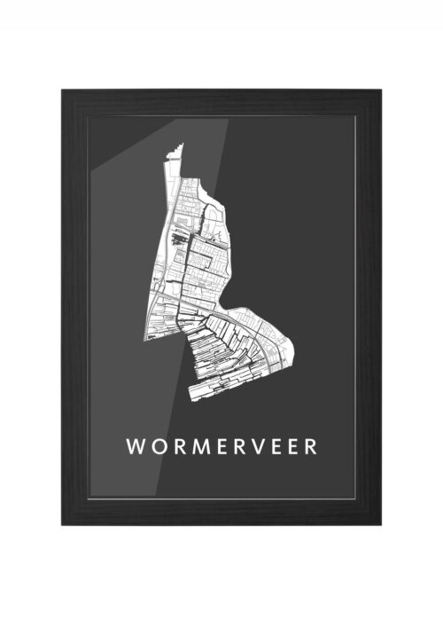 wormerveer stadskaart poster ingelijst in zwarte lijst